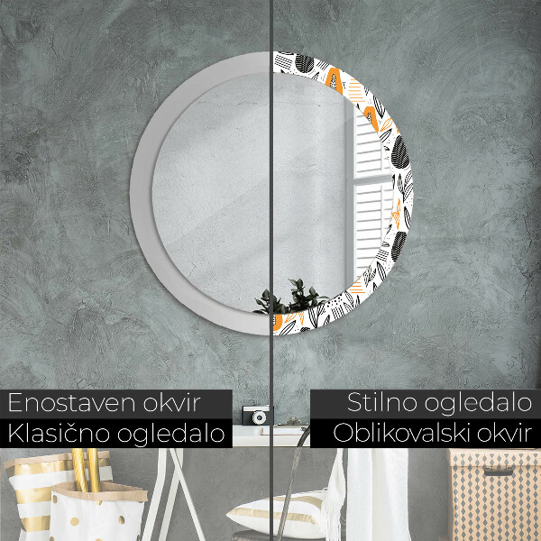 Round printed mirror Papai pattern