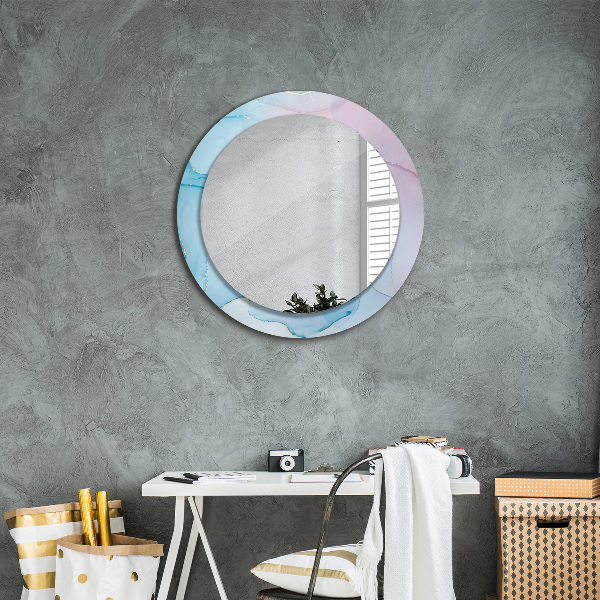 Round printed mirror Modern marble texture