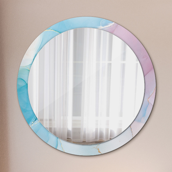 Round printed mirror Modern marble texture