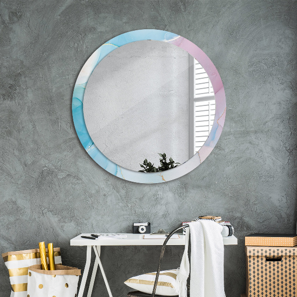 Round printed mirror Modern marble texture
