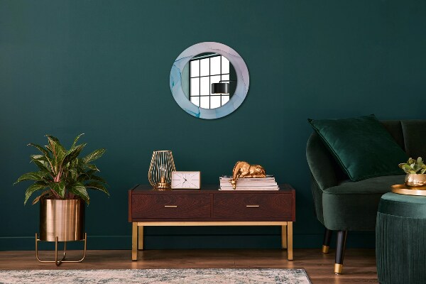 Round printed mirror Modern marble texture