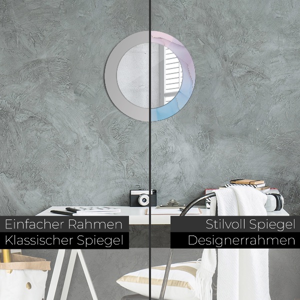 Round printed mirror Modern marble texture