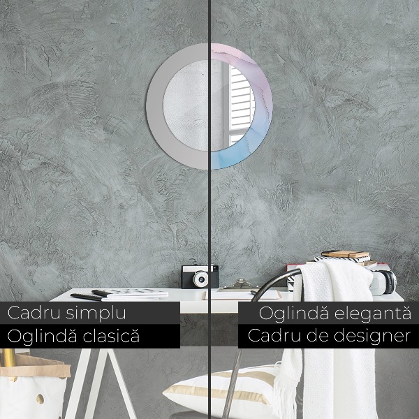 Round printed mirror Modern marble texture