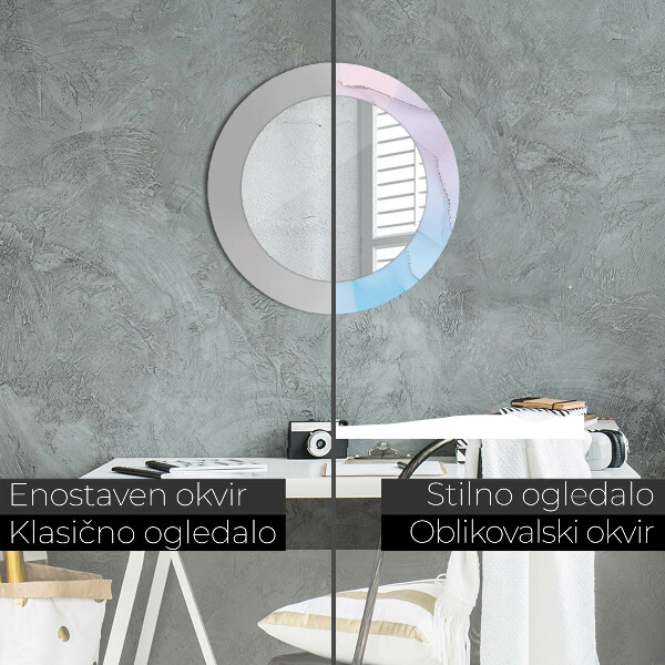 Round printed mirror Modern marble texture