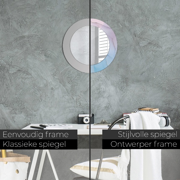 Round printed mirror Modern marble texture