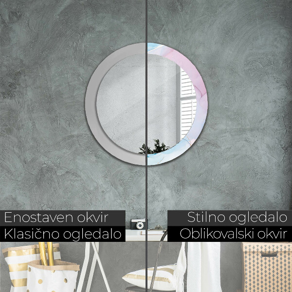 Round printed mirror Modern marble texture