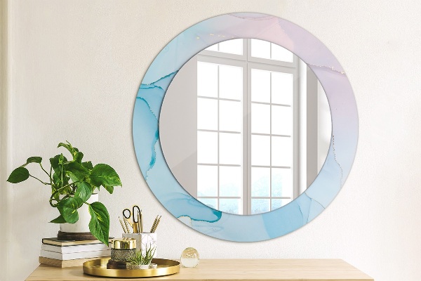 Round printed mirror Modern marble texture