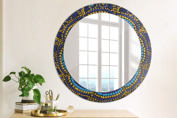 Round mirror frame with print Decorative composition