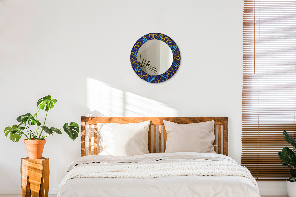 Round mirror frame with print Decorative composition
