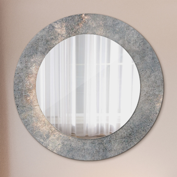 Round mirror frame with print Vintage concrete