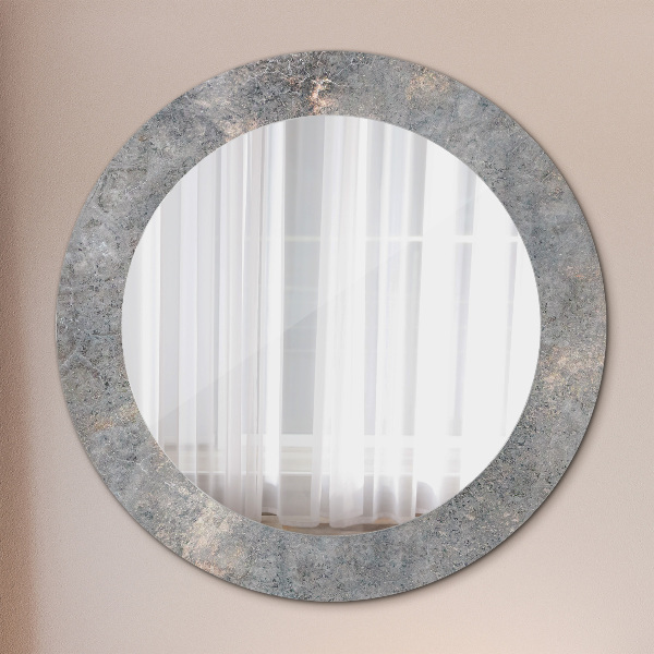 Round mirror frame with print Vintage concrete