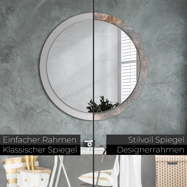 Round mirror frame with print Vintage concrete