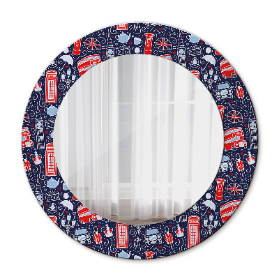 Round mirror frame with print London symbol