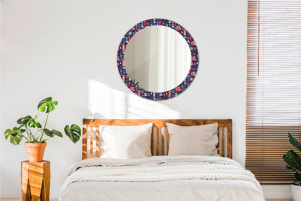 Round mirror frame with print London symbol