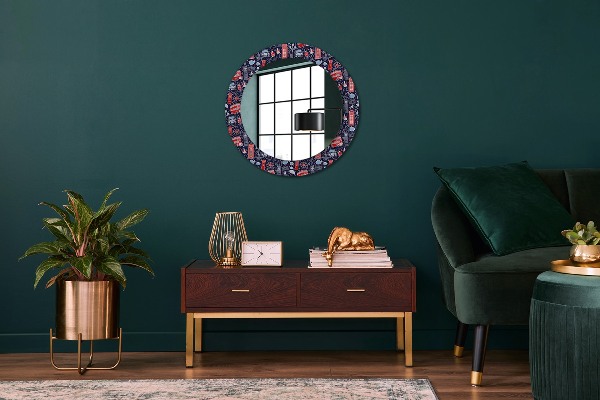 Round mirror frame with print London symbol