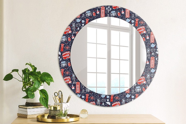 Round mirror frame with print London symbol