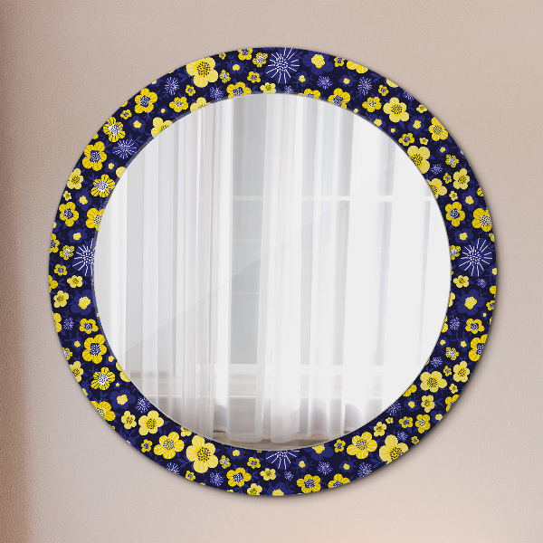 Round mirror frame with print Sweet small flowers