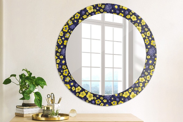 Round mirror frame with print Sweet small flowers