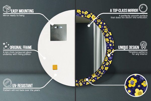 Round mirror frame with print Sweet small flowers