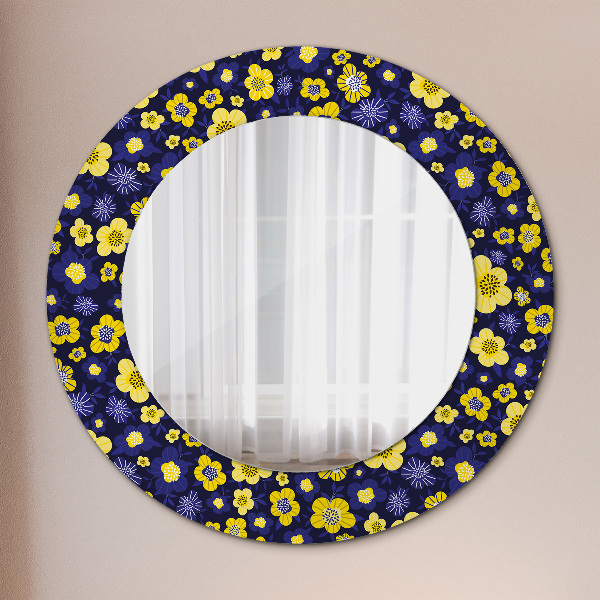 Round mirror frame with print Sweet small flowers
