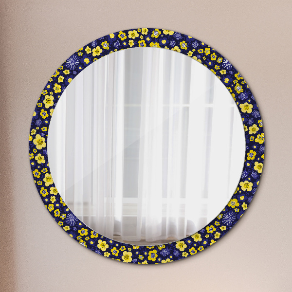 Round mirror frame with print Sweet small flowers