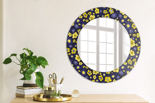 Round mirror frame with print Sweet small flowers