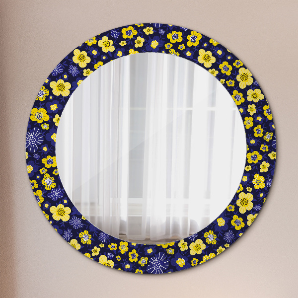 Round mirror frame with print Sweet small flowers
