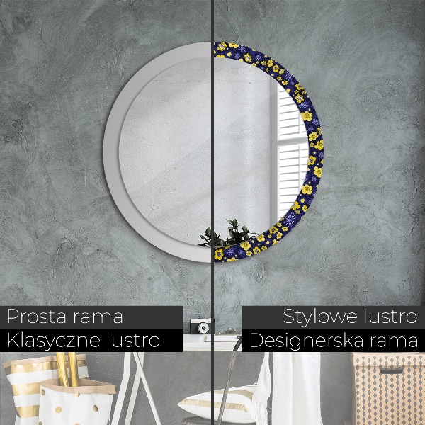 Round mirror frame with print Sweet small flowers