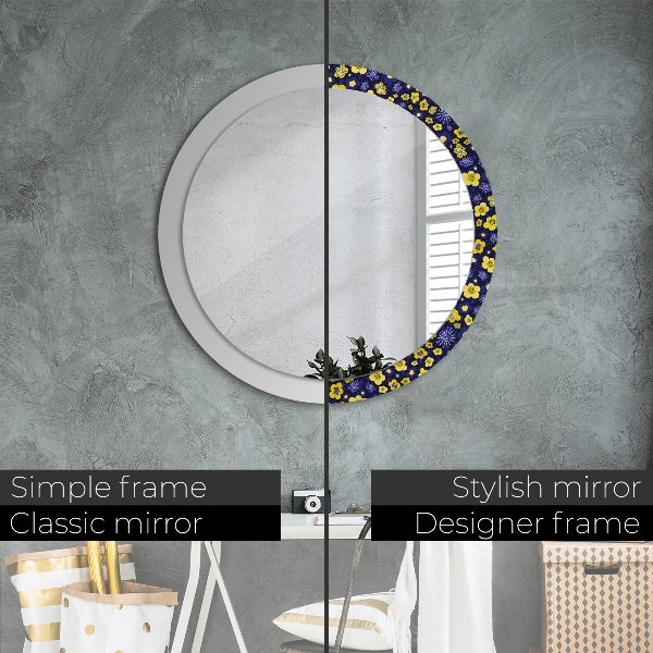 Round mirror frame with print Sweet small flowers