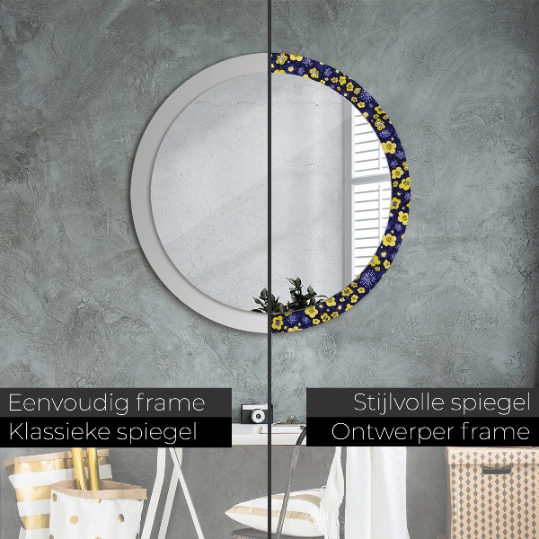 Round mirror frame with print Sweet small flowers
