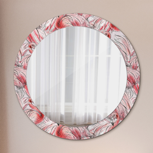 Round mirror frame with print Flaming pattern
