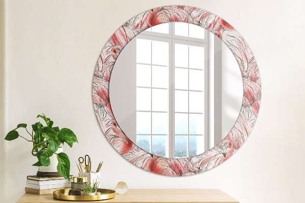 Round mirror frame with print Flaming pattern