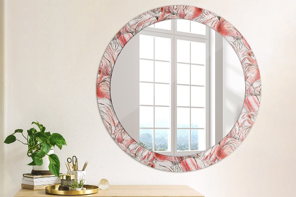 Round mirror frame with print Flaming pattern