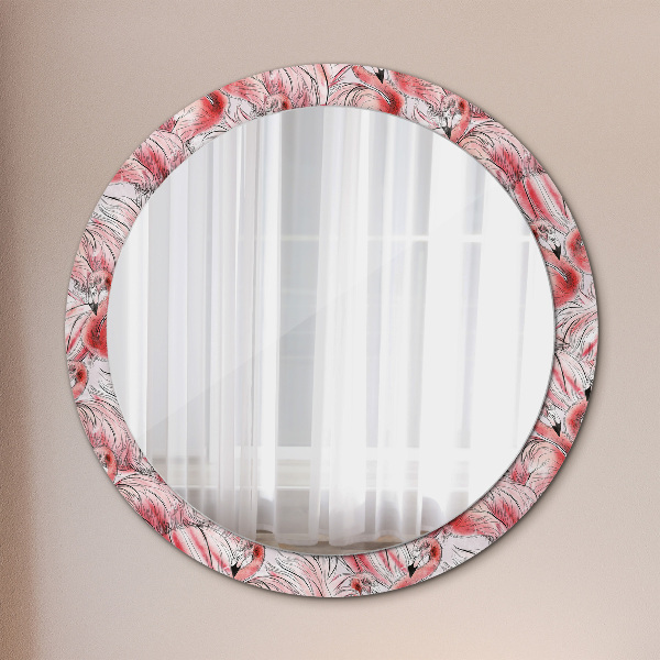 Round mirror frame with print Flaming pattern