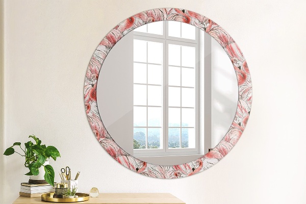 Round mirror frame with print Flaming pattern