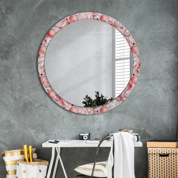 Round mirror frame with print Flaming pattern