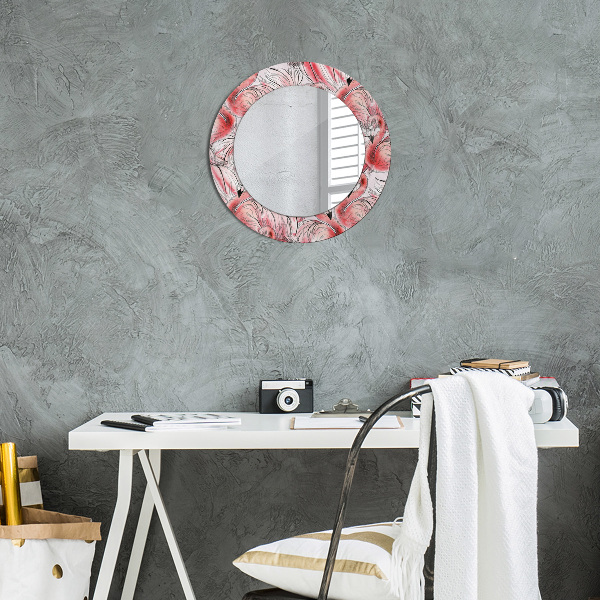 Round mirror frame with print Flaming pattern