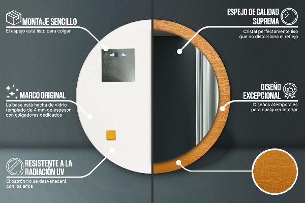 Round decorative mirror Metal surface