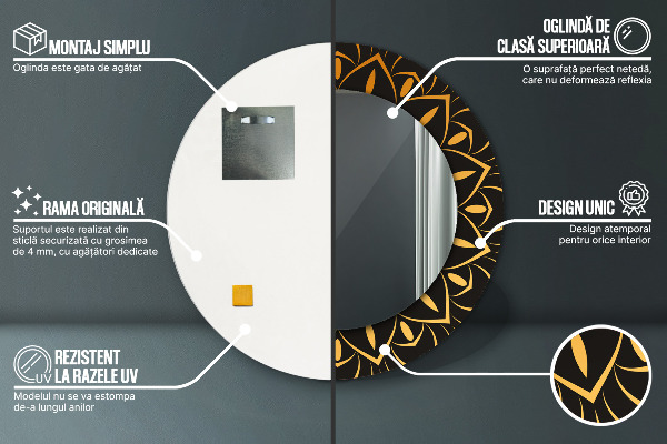 Round decorative mirror Golden mandala