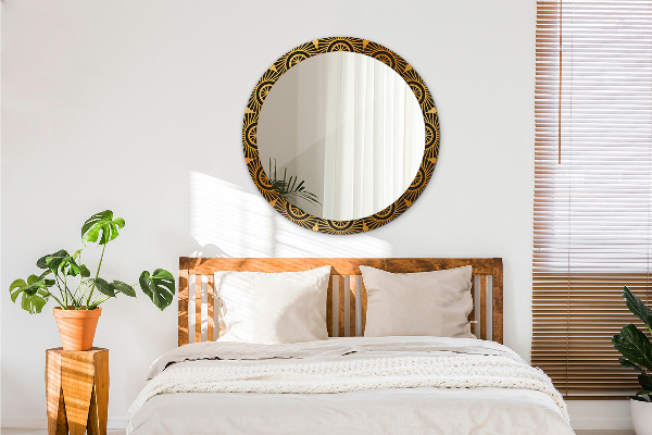 Round decorative mirror Golden mandala
