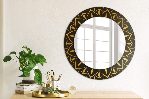 Round decorative mirror Golden mandala