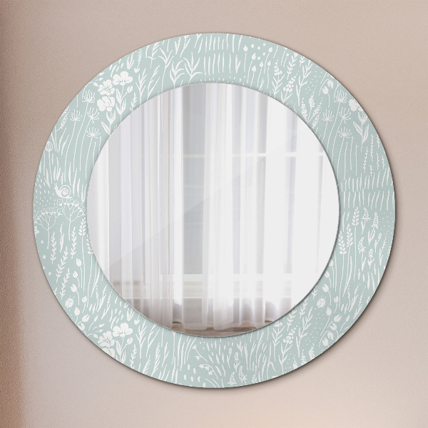 Round printed mirror Composition manually drawn