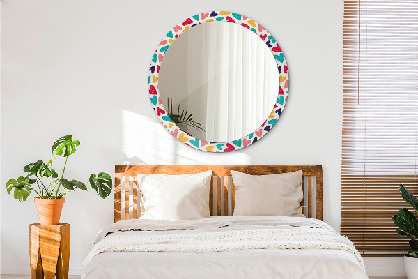 Round printed mirror Colorful hearts