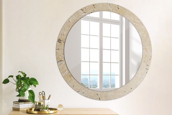 Round printed mirror Natural stone