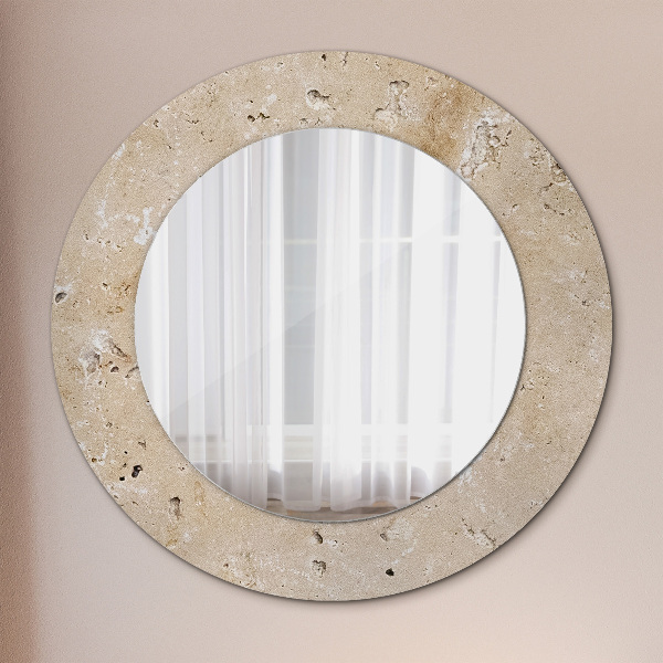 Round printed mirror Natural stone