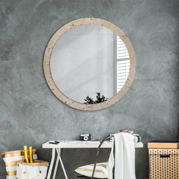 Round printed mirror Natural stone