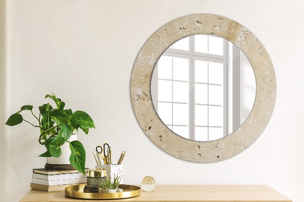 Round printed mirror Natural stone