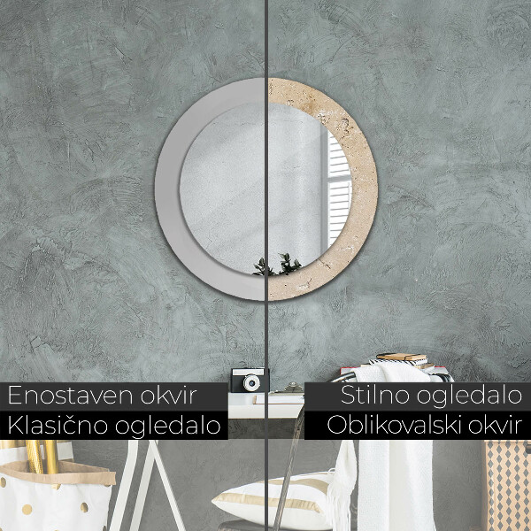 Round printed mirror Natural stone