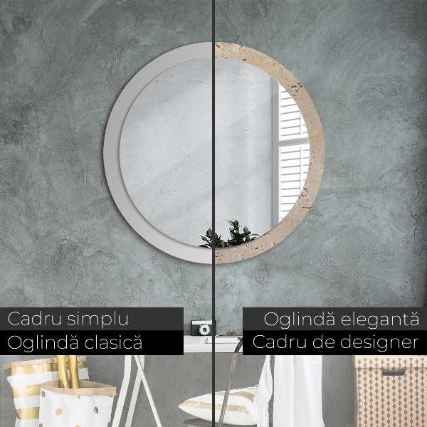 Round printed mirror Natural stone