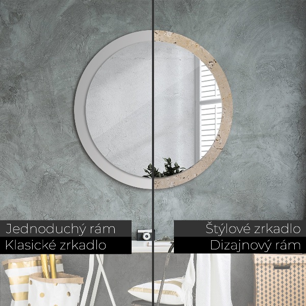 Round printed mirror Natural stone